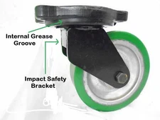 10" x 3" Swivel Forged Kingpinless Caster Polyurethane Wheel 5200 lb / MFG USA