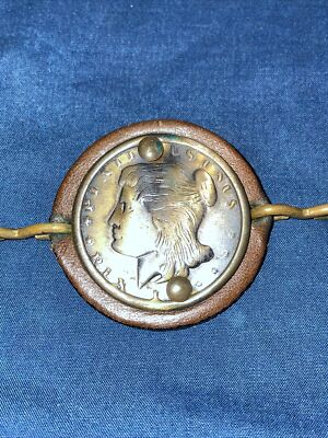 Bronze coin, vintage belt Brown Heavy Thick Real Leather Coins Belt by Da Vinci - Etsy main image 4