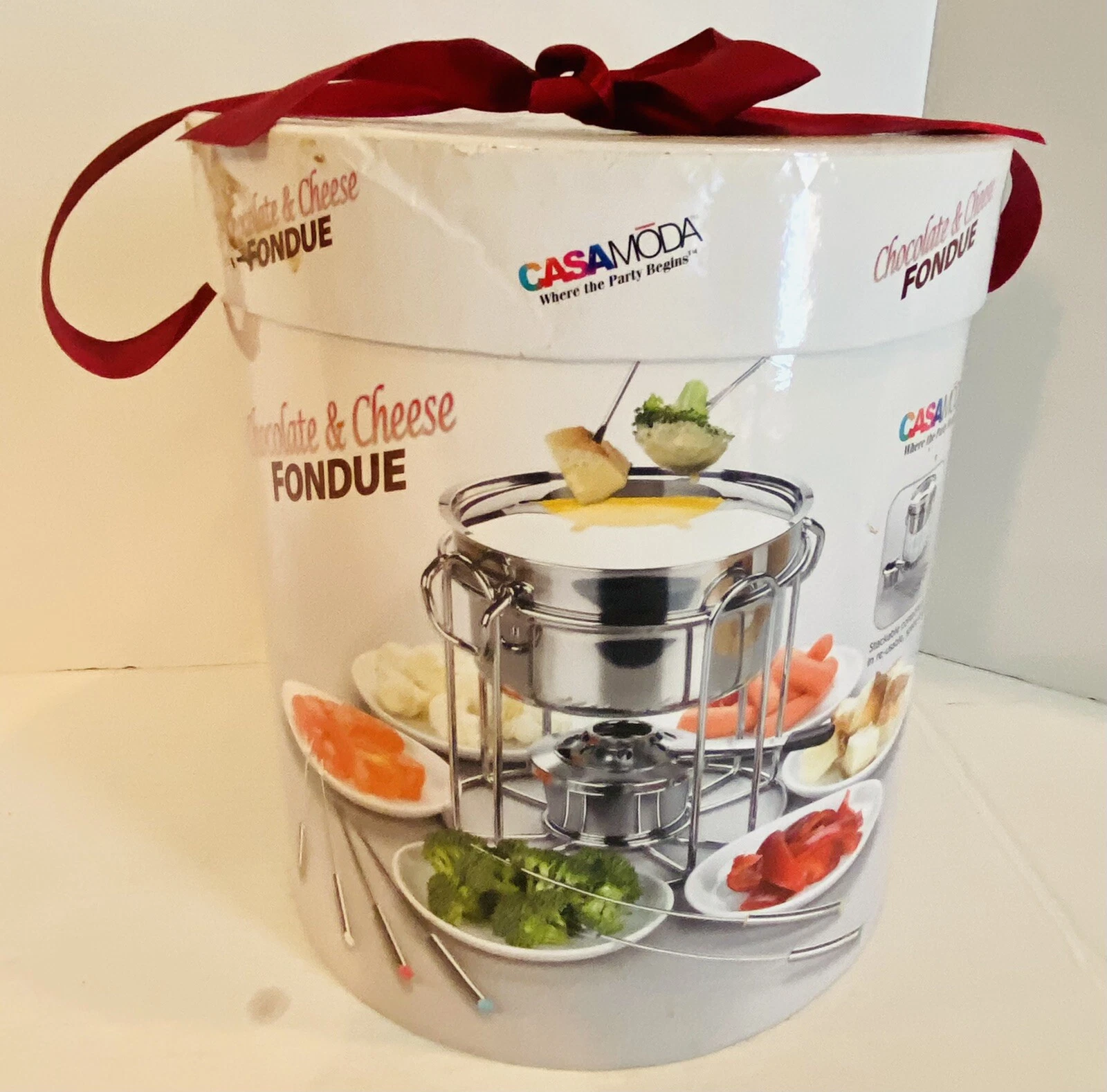 NIB CasaModa 17pc Chocolate & Cheese Stainless Steel Buffet Fondue Complete Set