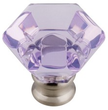 5 Pack 1-1/4 inch Acrylic Faceted Knob Lavender Satin Nickel
