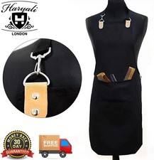 Barber Hair Cutting Apron Pro Waxed Black Professional Canvas Adjustable Aprons