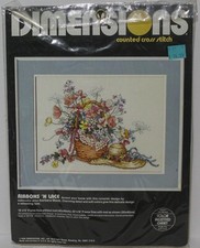 DIMENSIONS Counted Cross Stitch Kit 3670 Ribbons 'N Lace 16x12" Sealed NIP