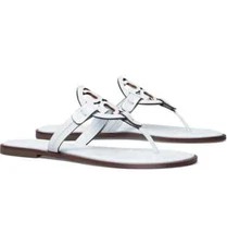 NIB Tory Burch Miller Welt Leather Thong Sandal Spring Blue US 8 8.5 9 AUTHENTIC