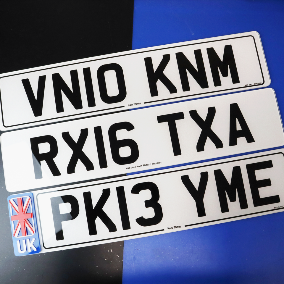 Pair Luxury HD Printed Number Plates Flags Chunky Border Road Legal ...