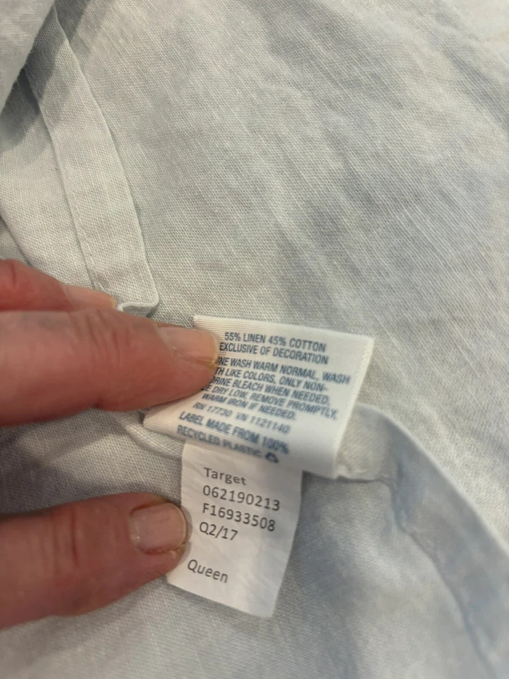 Simply Shabby Chic Queen Flat & 2 Fronhas Phantom Azul Linho Crochê - Imagem 4 de 4