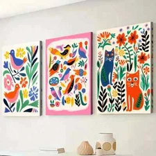 3pcs Fashionable Modern Abstract Animal Colorful Wall Art Canvas Unframed/Framed