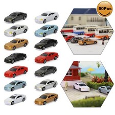 50pcs HO TT Gauge Plastic Model Cars 1:87 Building Train Scenery C100