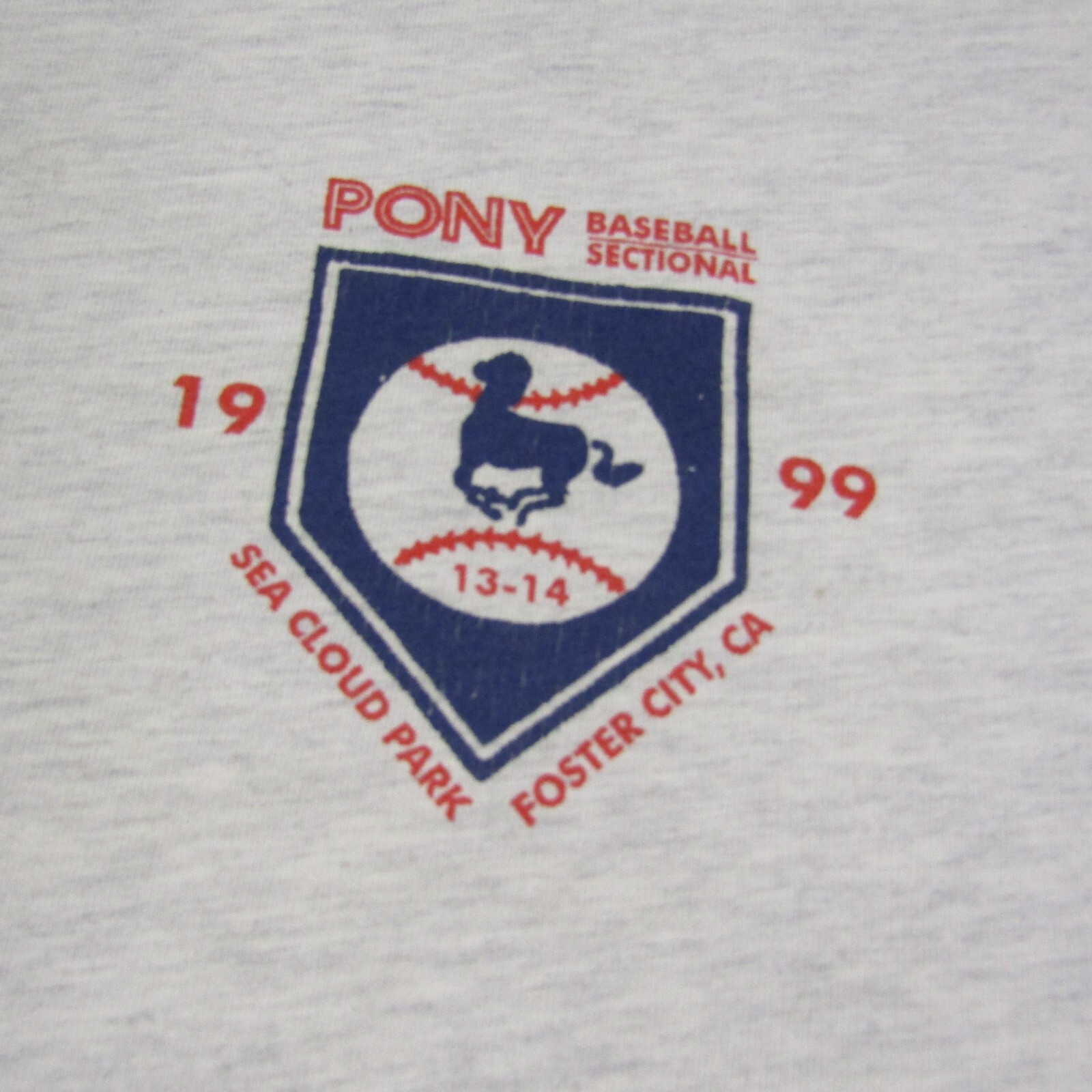 Camicia da baseball vintage uomo grande grigio punto singolo 1999 pony sezione anni '90 ^