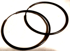 UnMarked Silver or Silverplated Large Hoop Earrings VTG Pierced MCM 2.5"