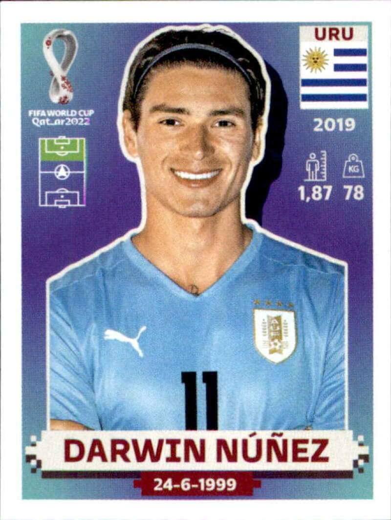 2022 Panini Sticker Road to World Cup Qatar #URU18 Darwin Nunez Uruguay