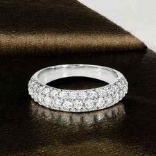 3Ct Round Cut White Moissanite Men's Engagement Ring 14K White Gold Plated