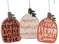 Primitives By Kathy Fall Pumpkin Wood Ornament Set of 3