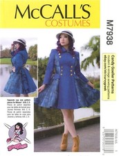 McCall's M7938 Fit Flare Costume Coat w Buttons, Lace-Up Back Sz 6-14 UNCUT