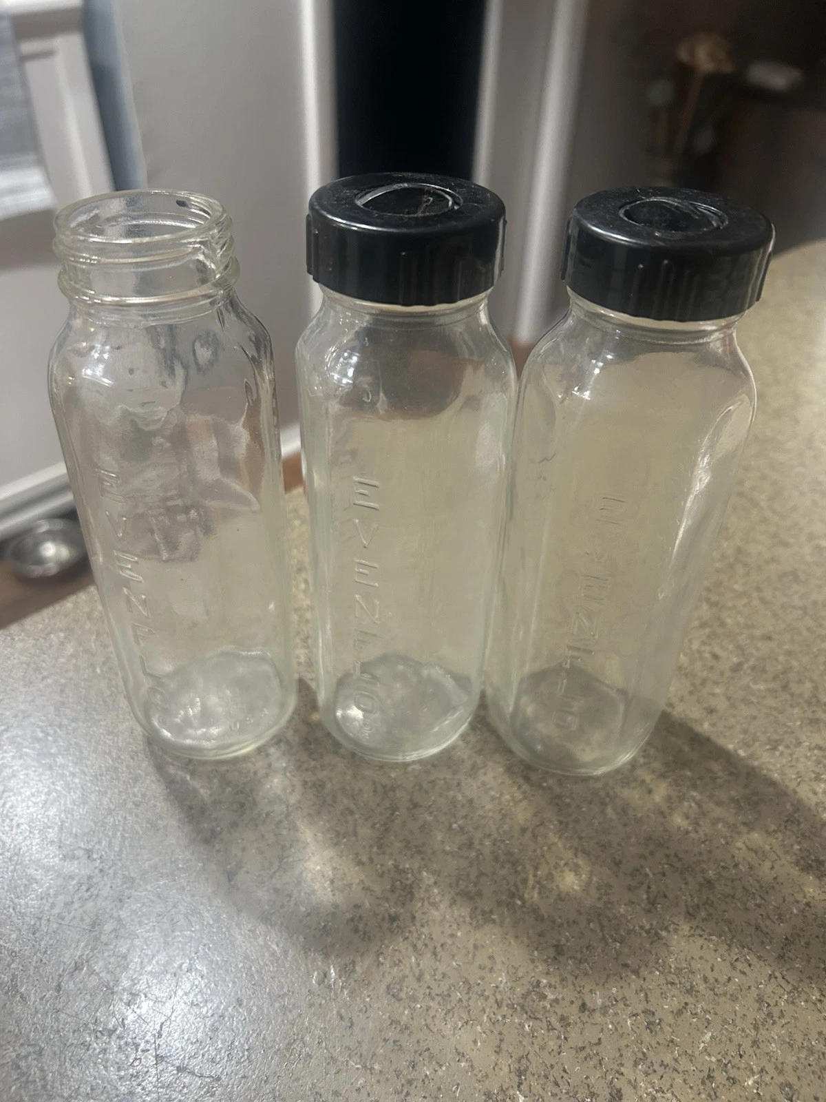 3 Vintage Evenflo Glass Baby Bottle Made In USA 8 Ounces