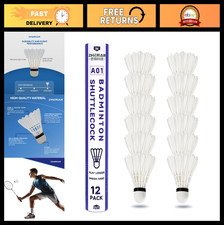 12 Pack Badminton Shuttlecocks - Durable Nylon Goose Feather Birdies for Indoo