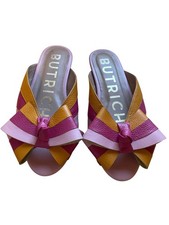 Butrich Designer Limited Edition Pink Leather Mules/ Sandals w/ Large Bows EU 36