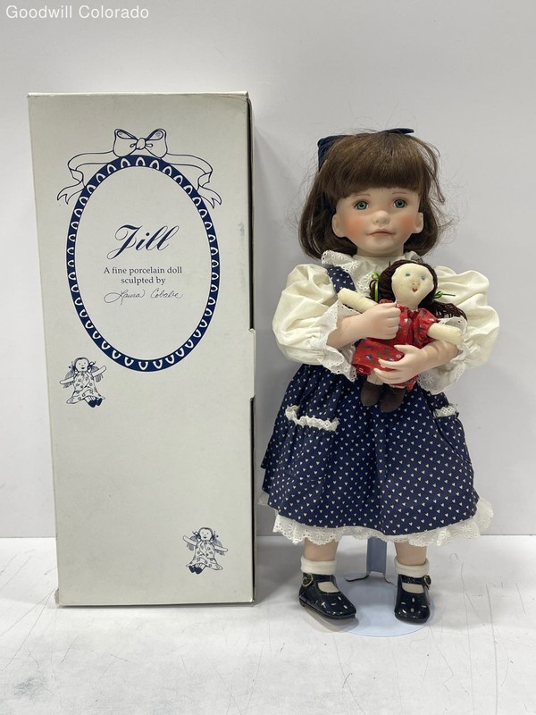 Hamilton Collection  Porcelain Doll Jill 09304A Blue White