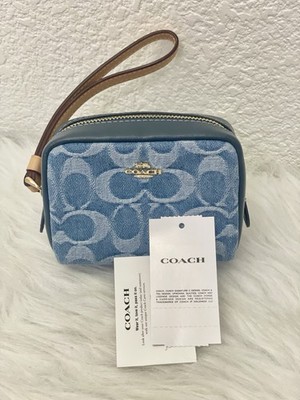 NWT Coach Pouch Wristlet In Signature Denim CDF02 | eBay