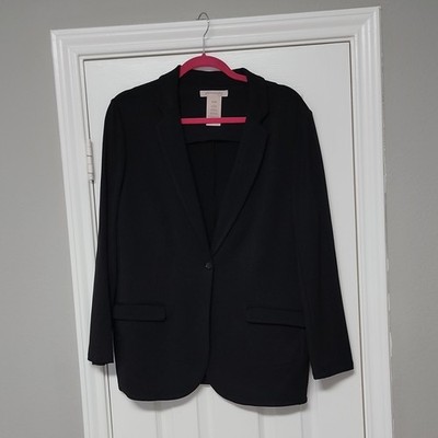 Philosophy Republic Clothing Women s Black Solid Stretch Blazer Pockets XL
