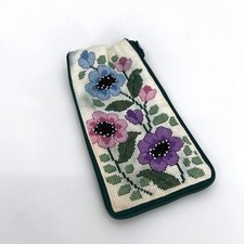 Stitch  Zip Needlepoint Eyeglass Case 1984 Alice Peterson FINISHED