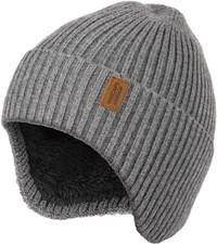 Wmcaps Fleece Lined Winter Beanie with Earflap for Men Women - Windproof Thermal