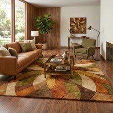 Hand Tufted Wool Abstract Area Rug Modern Geometric Multicolor Living Room rug