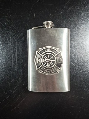 Top Shelf Flasks Fire Fighter FD Stainless Steel 8oz Flask Never Used
