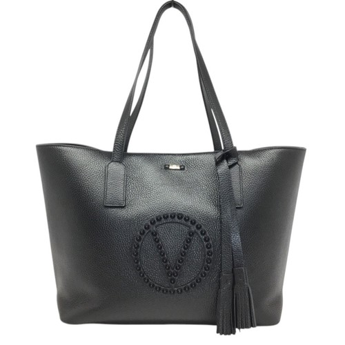 Valentino Solo Rockstud Logo Tote Shoulder Bag Leather Black