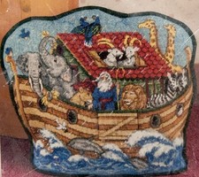 Dimensions Noah's Ark Animals Needlepoint Kit Throw Bible Nursery Pillow 14x12”