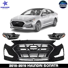 Front Bumper Cover Fascia & Grille Assembly Chrome For 2018-2019 Hyundai Sonata