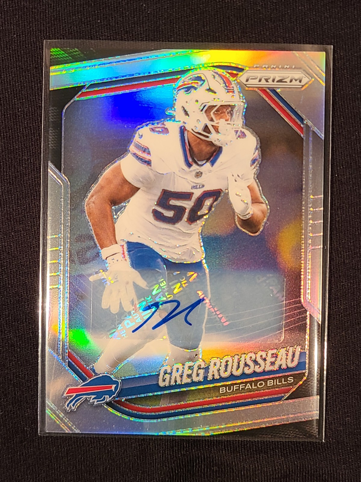 2025 Panini Prizm Greg Rousseau Silver Autograph #9 Bills