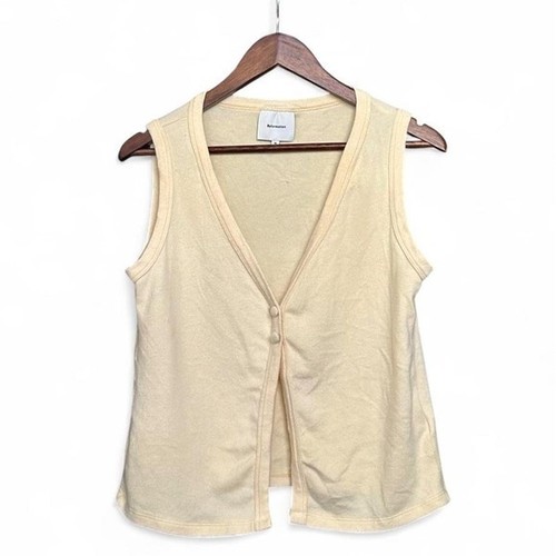 Reformation Butter Yellow V-Neck Button Front Sweater Vest Medium