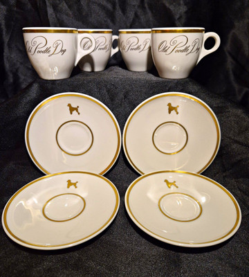 1957 Jackson China Old Poodle Dog Restaurant Espresso Cup & Saucers (8pc Set)