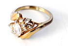 Vintage Lot 3 18K HGE Gold Tone Glass Rhinestone  Rings Size 8. 6.5 & 8.5 — photo 6
