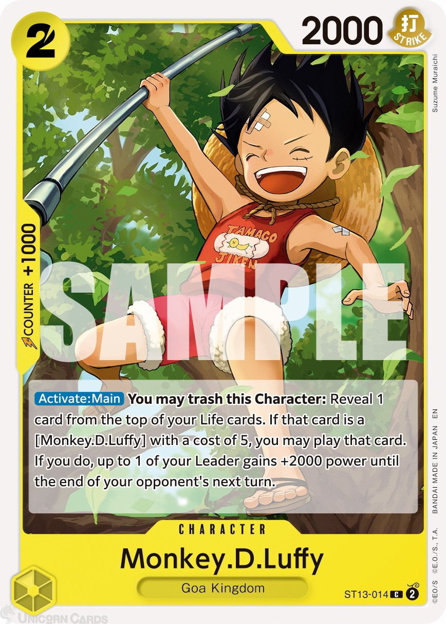 ST13-014 Monkey.D.Luffy : Common Normal English One Piece TCG Card : PRB02: One