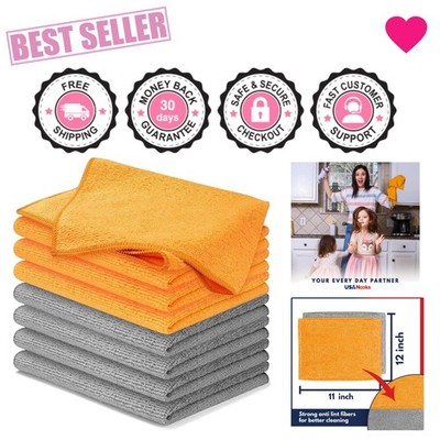 Lint-Free, Ultra-Absorbent Microfiber Cleaning Towels - 8 Pack, Machine Washable