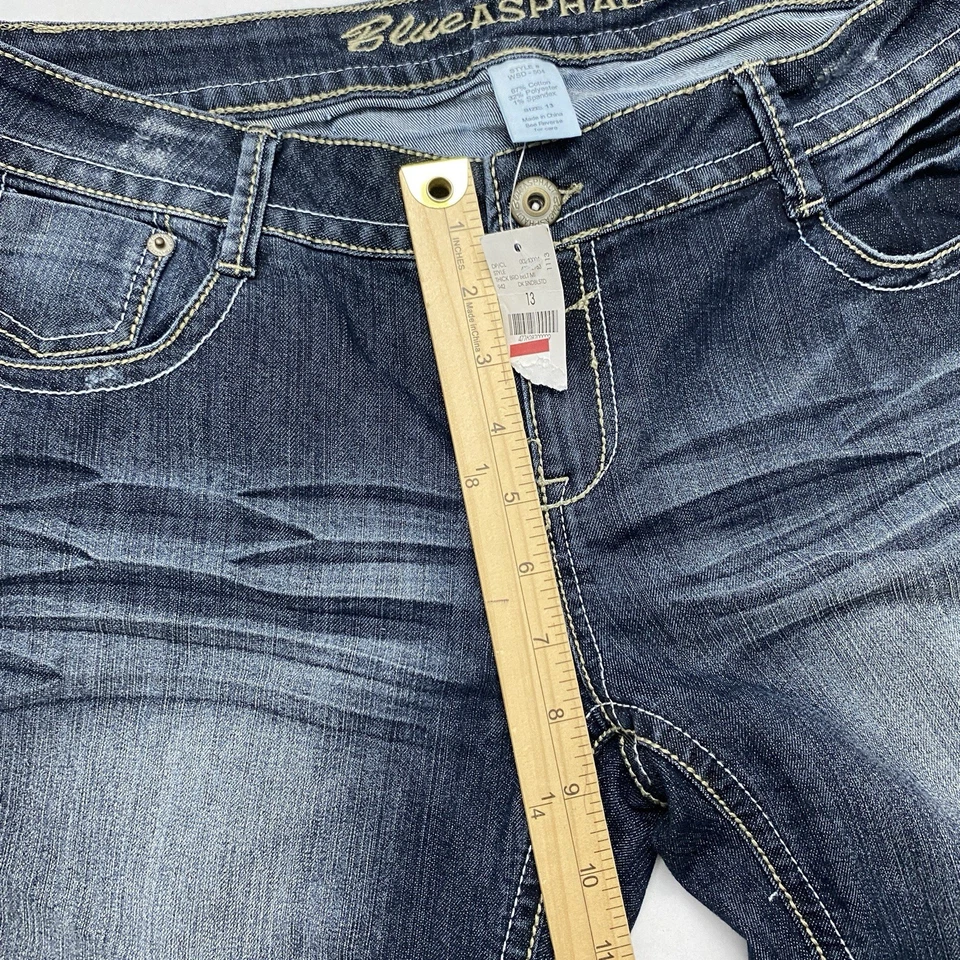 Bermudas de asfalto azul con puños denim junior 13 azul jean pantalones cortos lavado ácido Foto 3 de 4