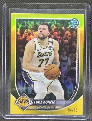2025-26 Bowman Chrome Luka Doncic Basketball #123 True Yellow /75 Lakers SSP