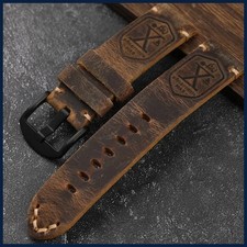 Genuine Cowhide Leather Watch Band 20 22 24 26mm Brown Strap