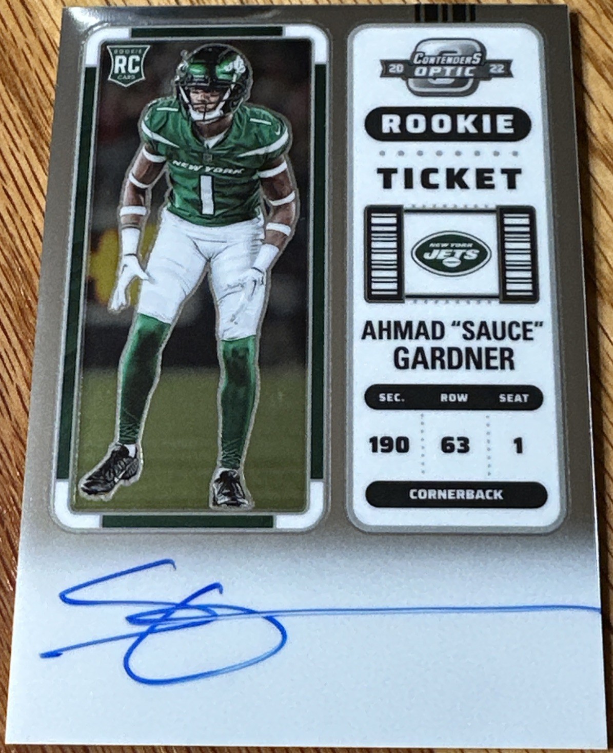 2022 Contenders Optic Ahmad “Sauce” Gardner #101 Rookie Ticket Auto RC!
