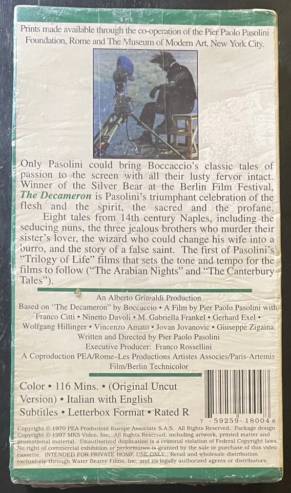 Pier Paolo Pasolini-The Decameron-VHS-Italian W/English Subtitles-New & Sealed - Image 2 of 4