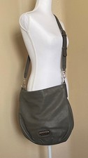 MARC JACOBS CLASSIC Q HILLIER HOBO LEATHER GRAY SHOULDER BAG CROSSBODY NEW