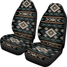 Car Seat Cover for Women Men, Non-Slip Front Bench Southwest Aztec Black Blue