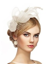 Vintage Feather Derby Hats - 2026 Victoria Fascinators Attire Champagne