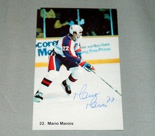 Official  NHL  Winnipeg Jets Mario Marois  Signed Postcard