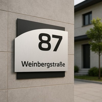 3D Hausnummer Hausnummernschild Acryl Edelstahl Design Modern anthrazit schwarz