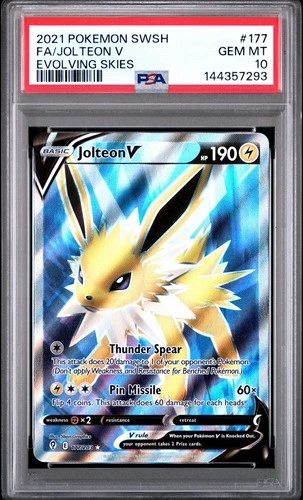 2021 POKEMON SWORD & SHIELD EVOLVING SKIES #177 FA/JOLTEON V PSA 10