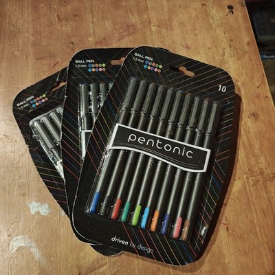 Lot of 3 Pentonic Premium Ball Point Pen 1mm Medium Point 10-Count Assorted ZC3