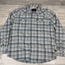 Howler Bros Shirt Mens Large Outdoor Vented Western Cowboy Snap Plaid Blue