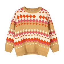 GANT Fairisle C-Neck Women Jumper L Toffee Beige Wool Cashmere Knit Pullover